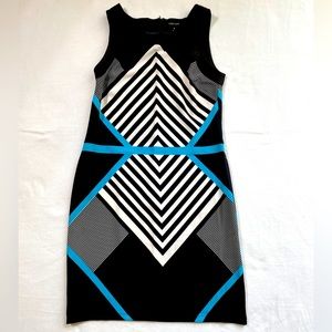 Voir Voir black, white & blue sleeveless dress - size 8